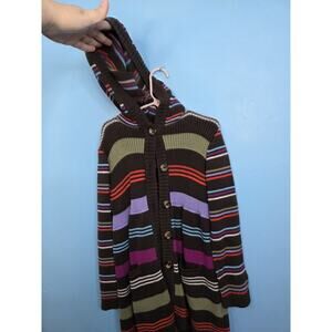 Hannah Andersson Knit Cardigan 100% Cotton Size 110 With Hood Pockets Buttons